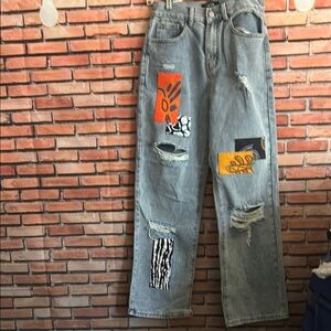 Cider Relaxed Jeans with Orange Accents